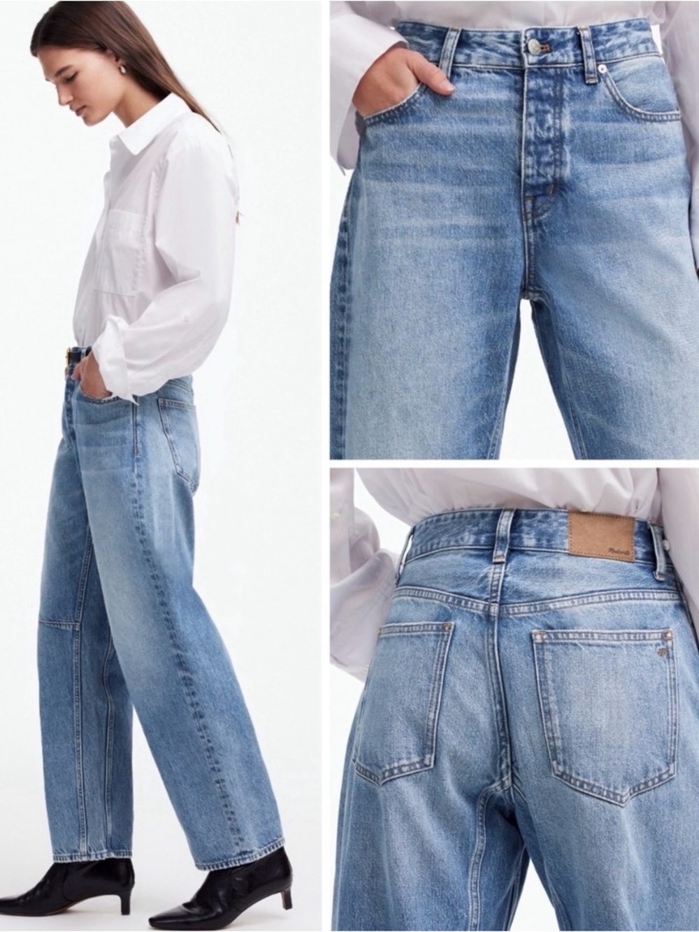 Madewell Darted Barrel-Leg Jeans 26 Dobbins Wash NR527 100% Cotton Denim Trendy - Picture 4 of 9